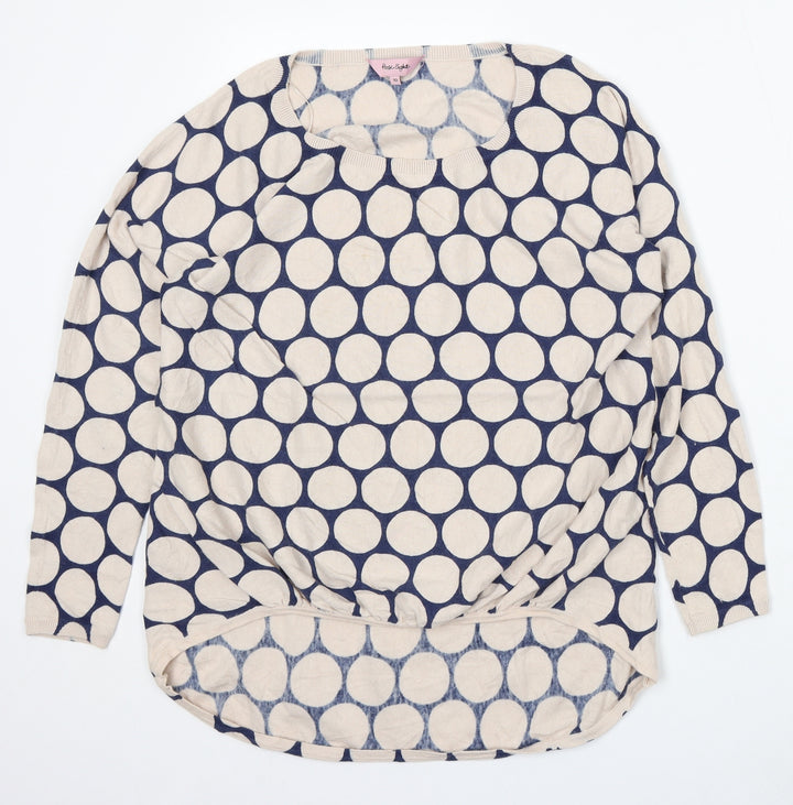Phase Eight Womens Multicoloured Round Neck Geometric Cotton Pullover Jumper Size 10