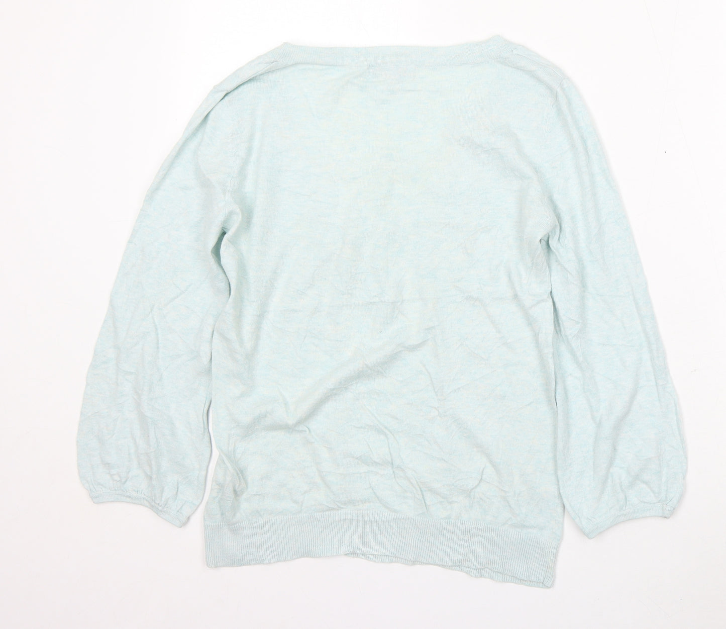 John Rocha Womens Blue Round Neck Cotton Pullover Jumper Size 12