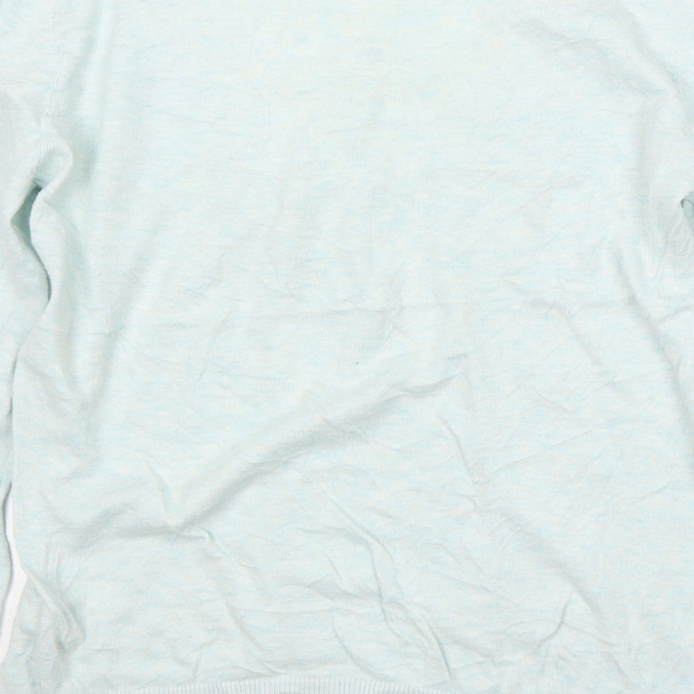 John Rocha Womens Blue Round Neck Cotton Pullover Jumper Size 12