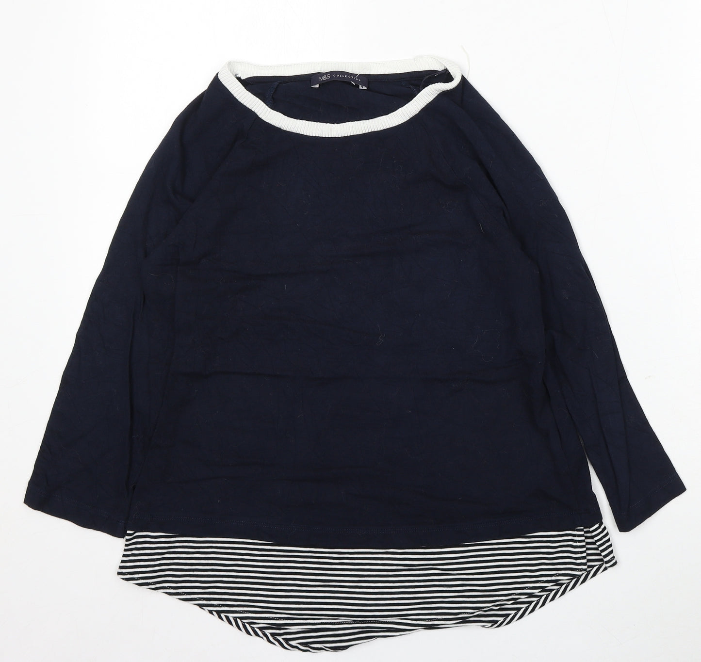 Marks and Spencer Womens Blue Round Neck Modal Pullover Jumper Size 10