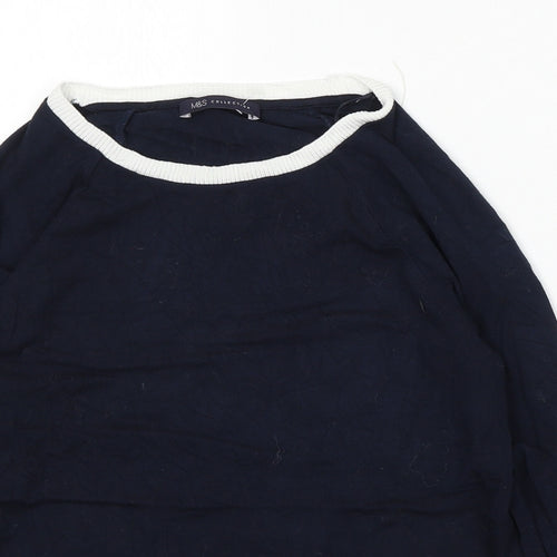 Marks and Spencer Womens Blue Round Neck Modal Pullover Jumper Size 10