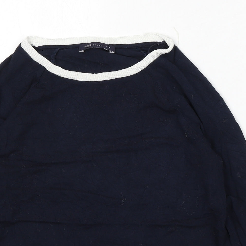 Marks and Spencer Womens Blue Round Neck Modal Pullover Jumper Size 10