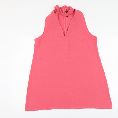 PRETTYLITTLETHING Womens Pink Polyester Trapeze & Swing Size 12 V-Neck