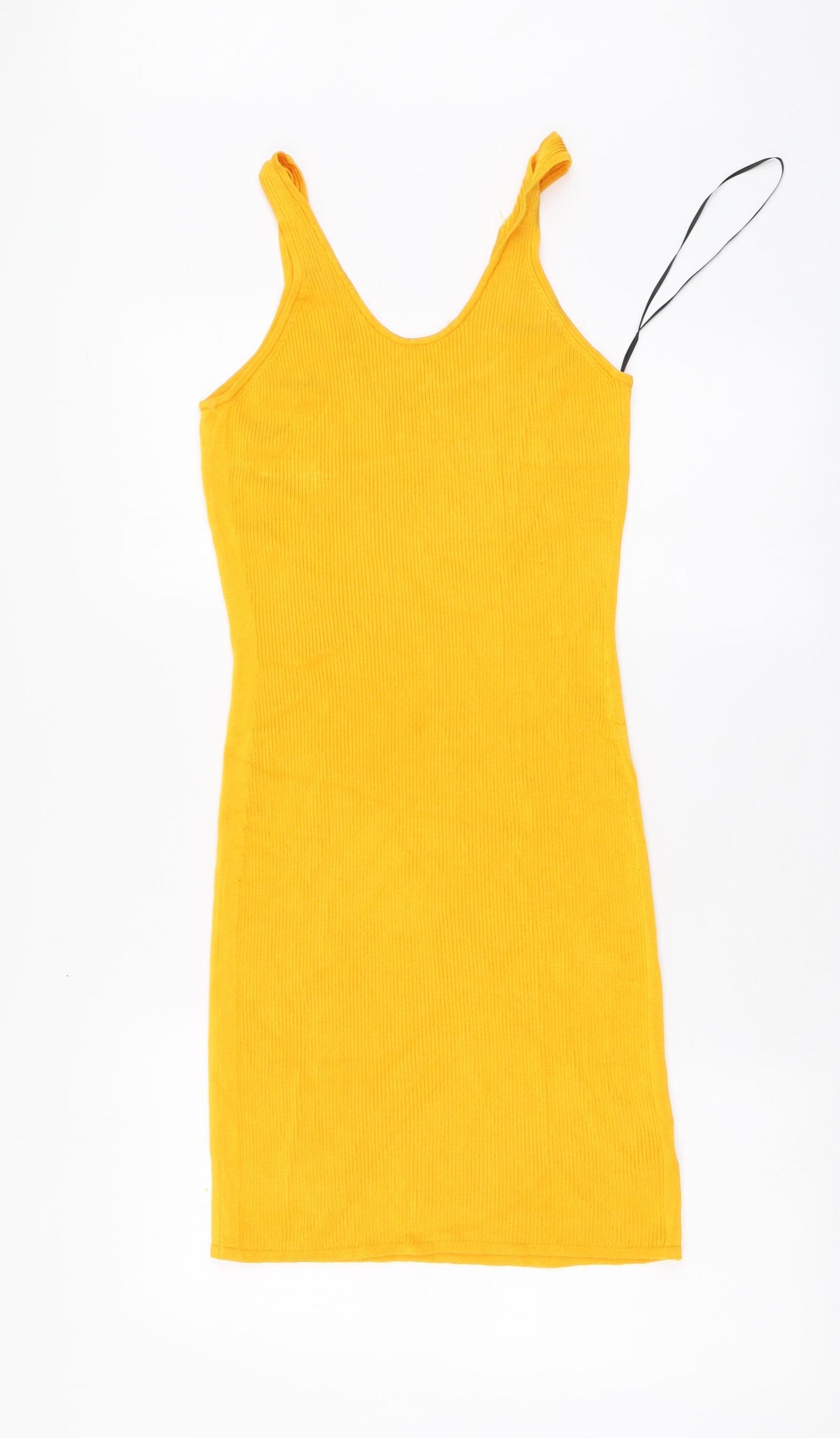 H&M Womens Yellow Viscose A-Line Size L V-Neck