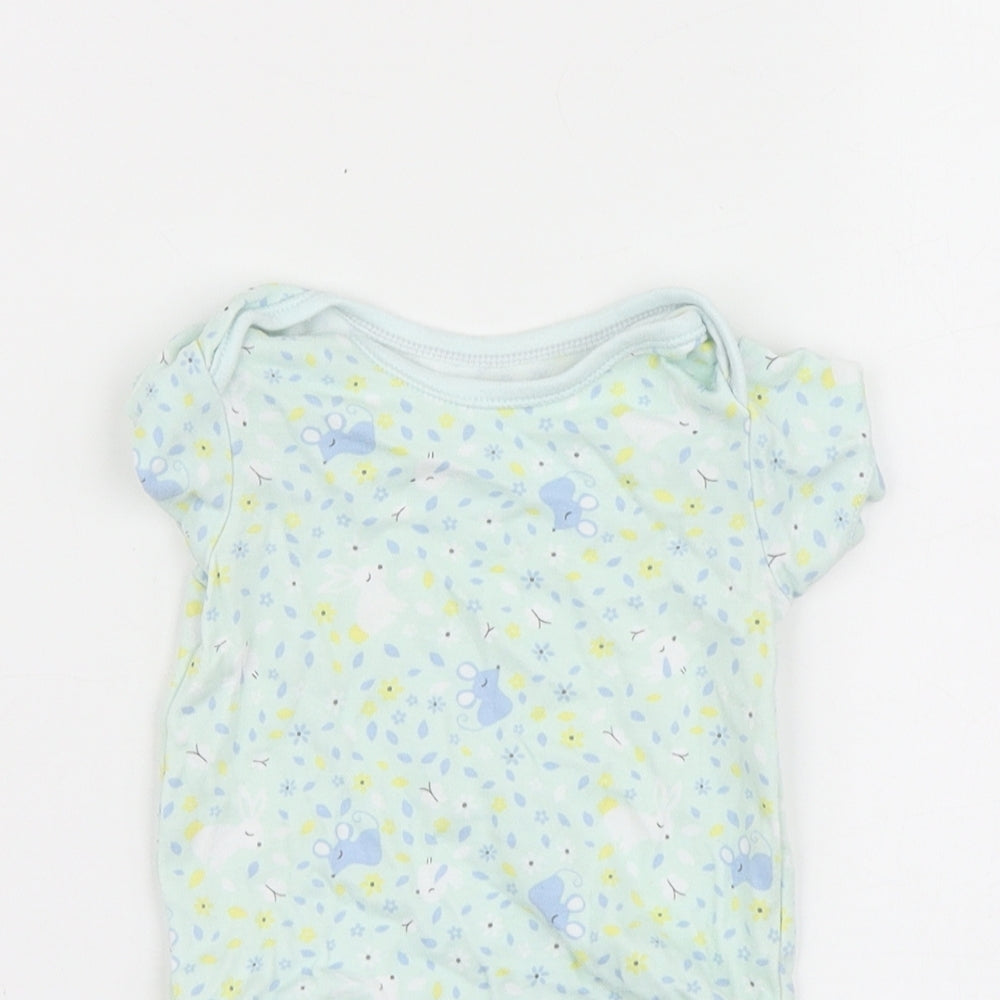 George Baby Green Geometric Cotton Babygrow One-Piece Size 9-12 Months