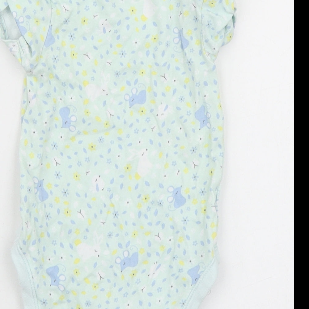 George Baby Green Geometric Cotton Babygrow One-Piece Size 9-12 Months