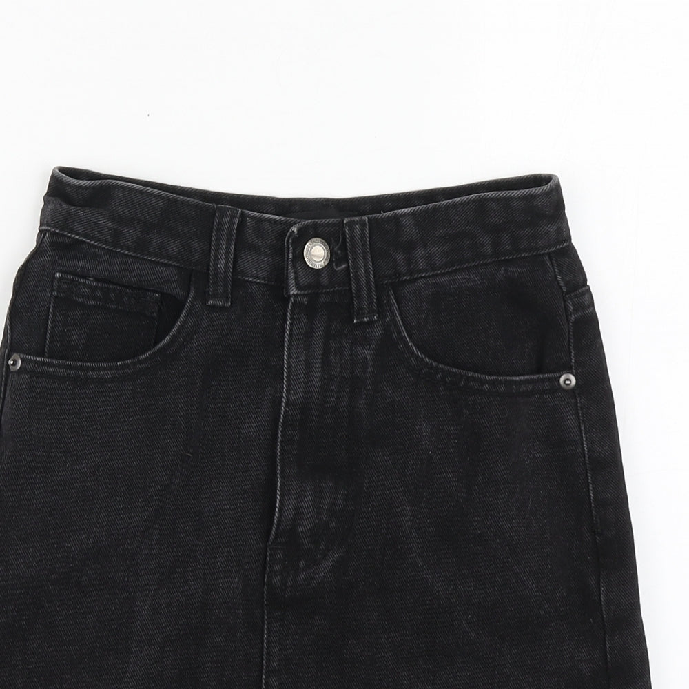 PRETTYLITTLETHING Womens Black Cotton Mini Skirt Size 30