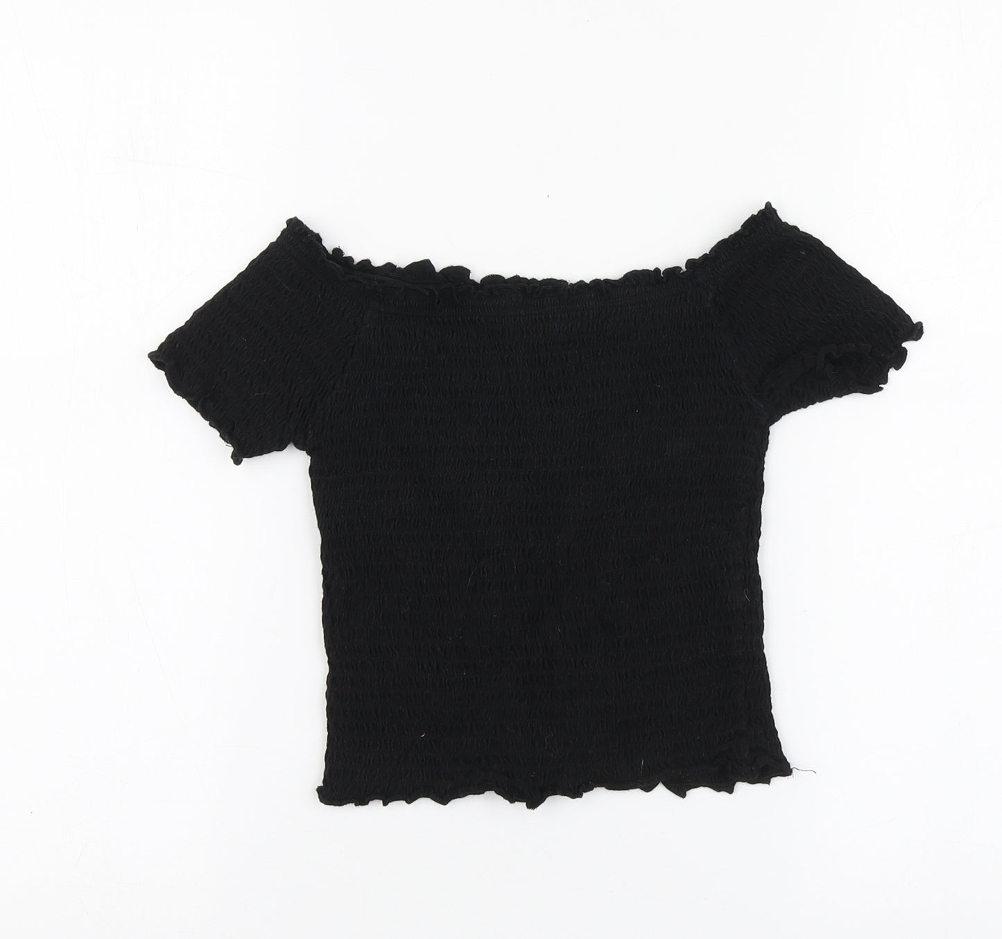 Primark Girls Black Polyester Basic Polo Size 11-12 Years Square Neck