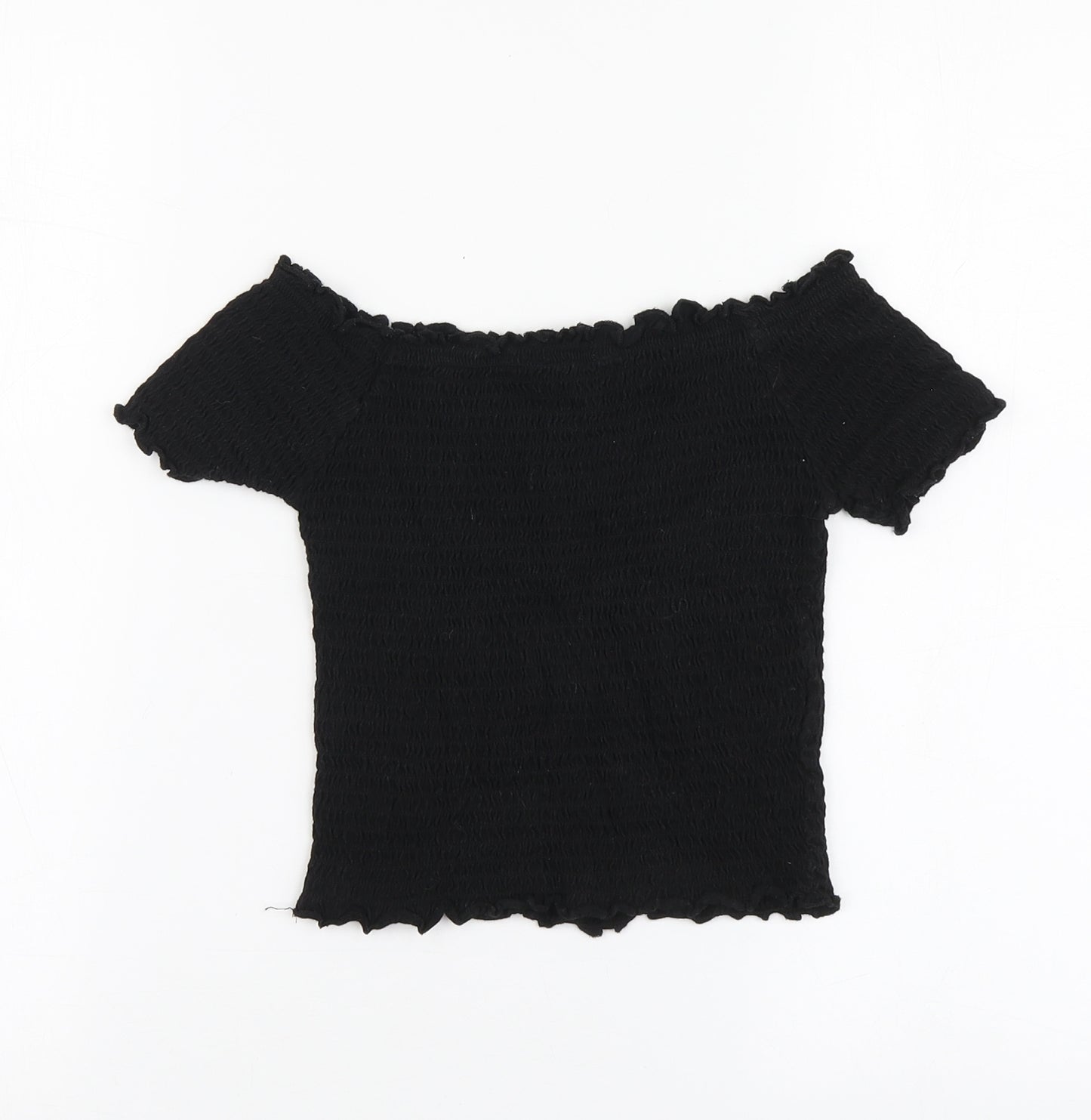 Primark Girls Black Polyester Basic Polo Size 11-12 Years Square Neck