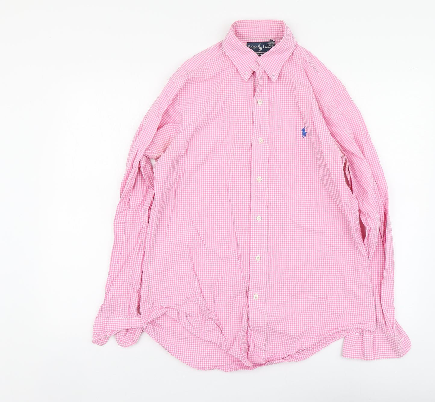 Polo Ralph Lauren Mens Pink Check Cotton Button-Up Size M Collared