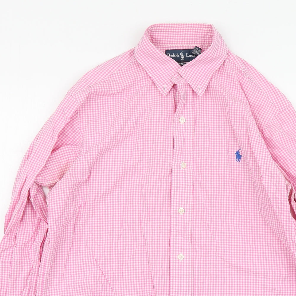Polo Ralph Lauren Mens Pink Check Cotton Button-Up Size M Collared