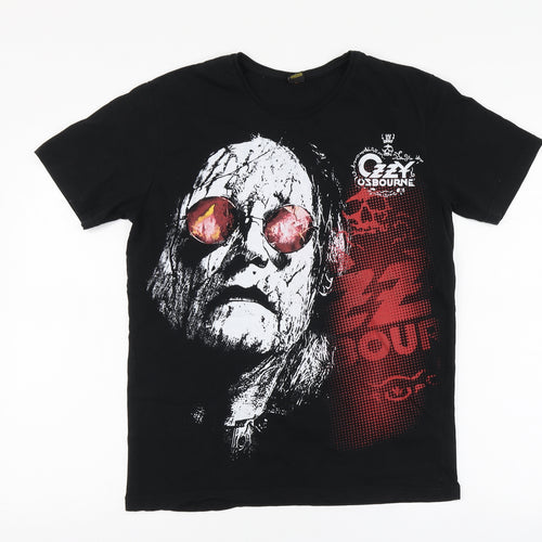 Energie Mens Black Geometric Cotton T-Shirt Size S Round Neck