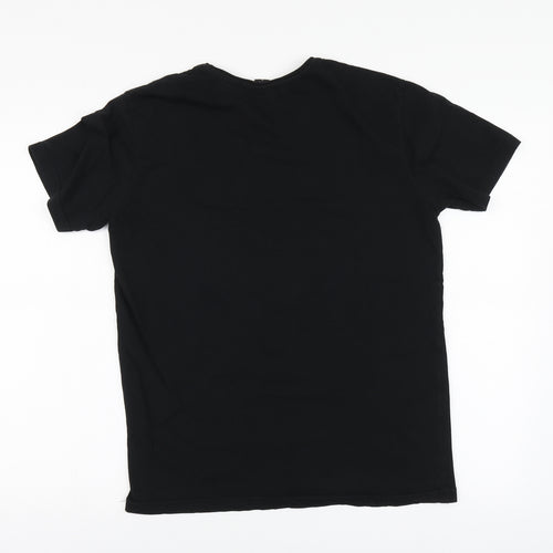 Energie Mens Black Geometric Cotton T-Shirt Size S Round Neck