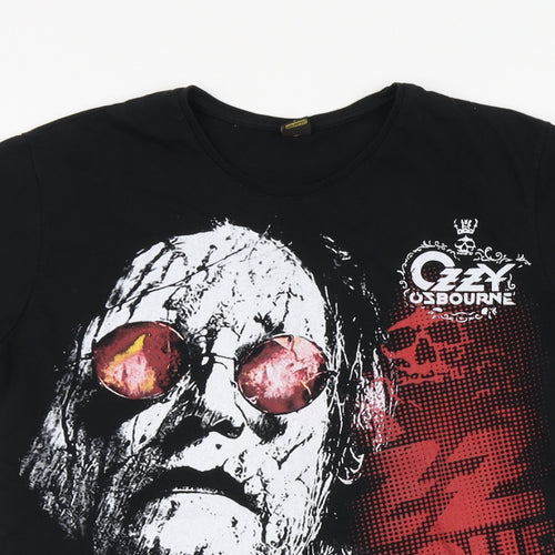 Energie Mens Black Geometric Cotton T-Shirt Size S Round Neck