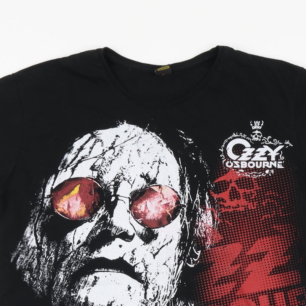 Energie Mens Black Geometric Cotton T-Shirt Size S Round Neck