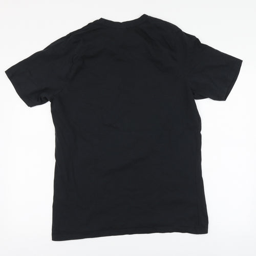 AIRWALK Mens Black Geometric Cotton T-Shirt Size L Round Neck