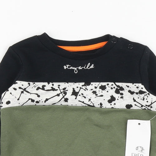 F&F Boys Black Cotton Pullover Jumper Size 3-6 Months