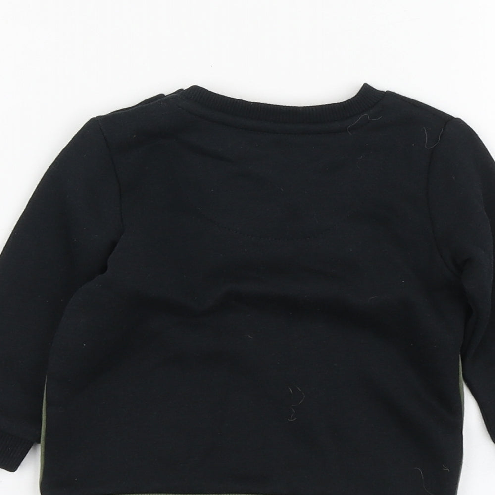 F&F Boys Black Cotton Pullover Jumper Size 3-6 Months