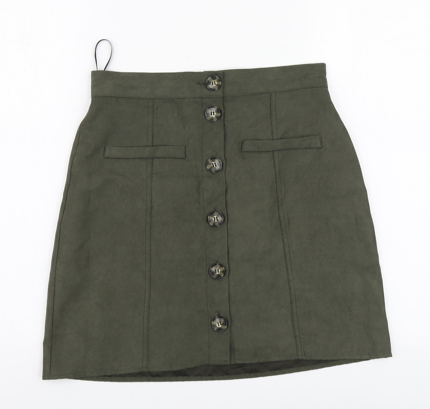 Primark Womens Green Polyester A-Line Skirt Size 8