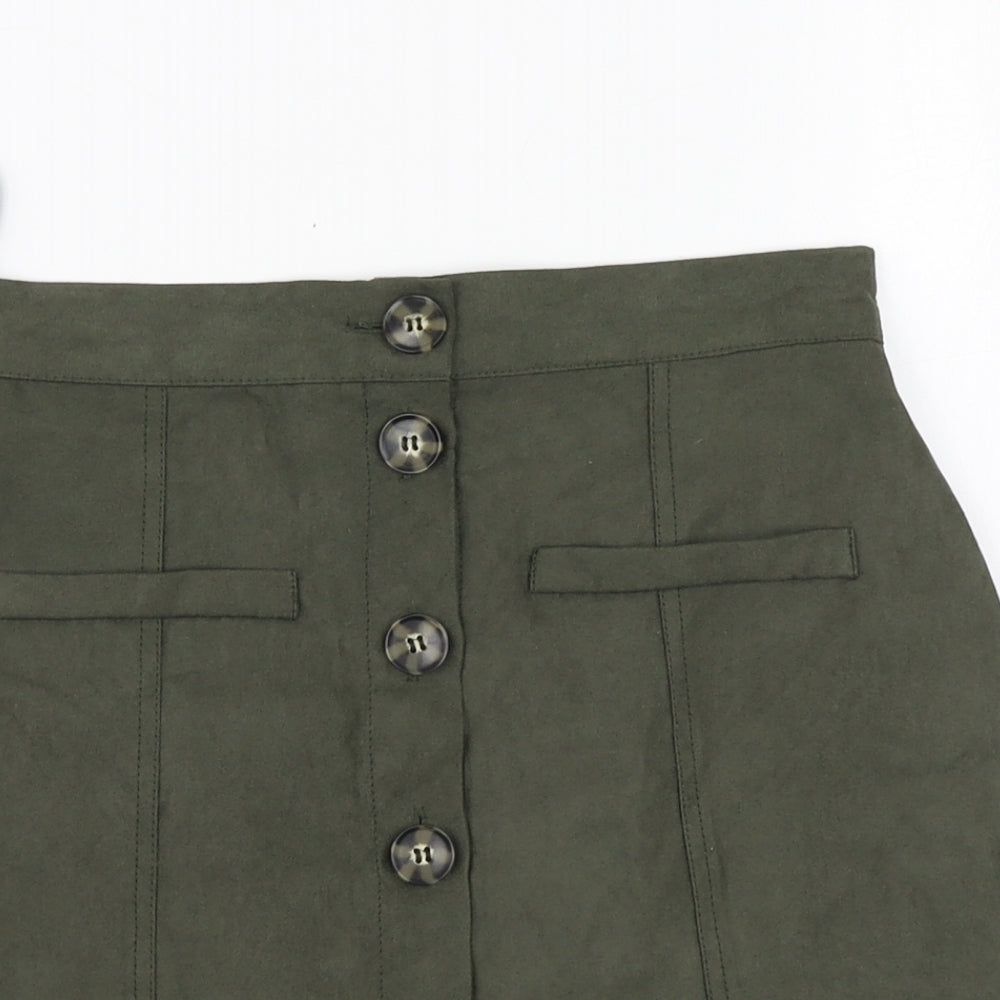 Primark Womens Green Polyester A-Line Skirt Size 8