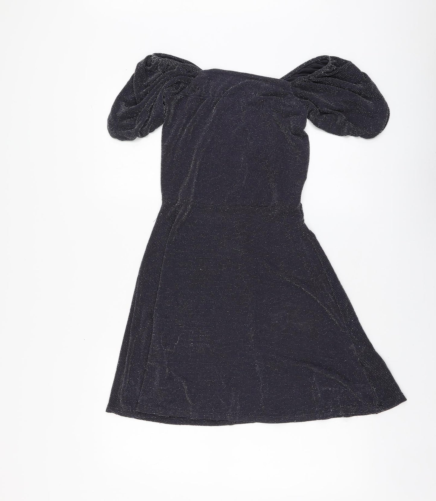New Look Girls Grey Nylon Skater Dress Size 14-15 Years Round Neck