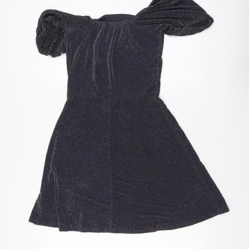 New Look Girls Grey Nylon Skater Dress Size 14-15 Years Round Neck