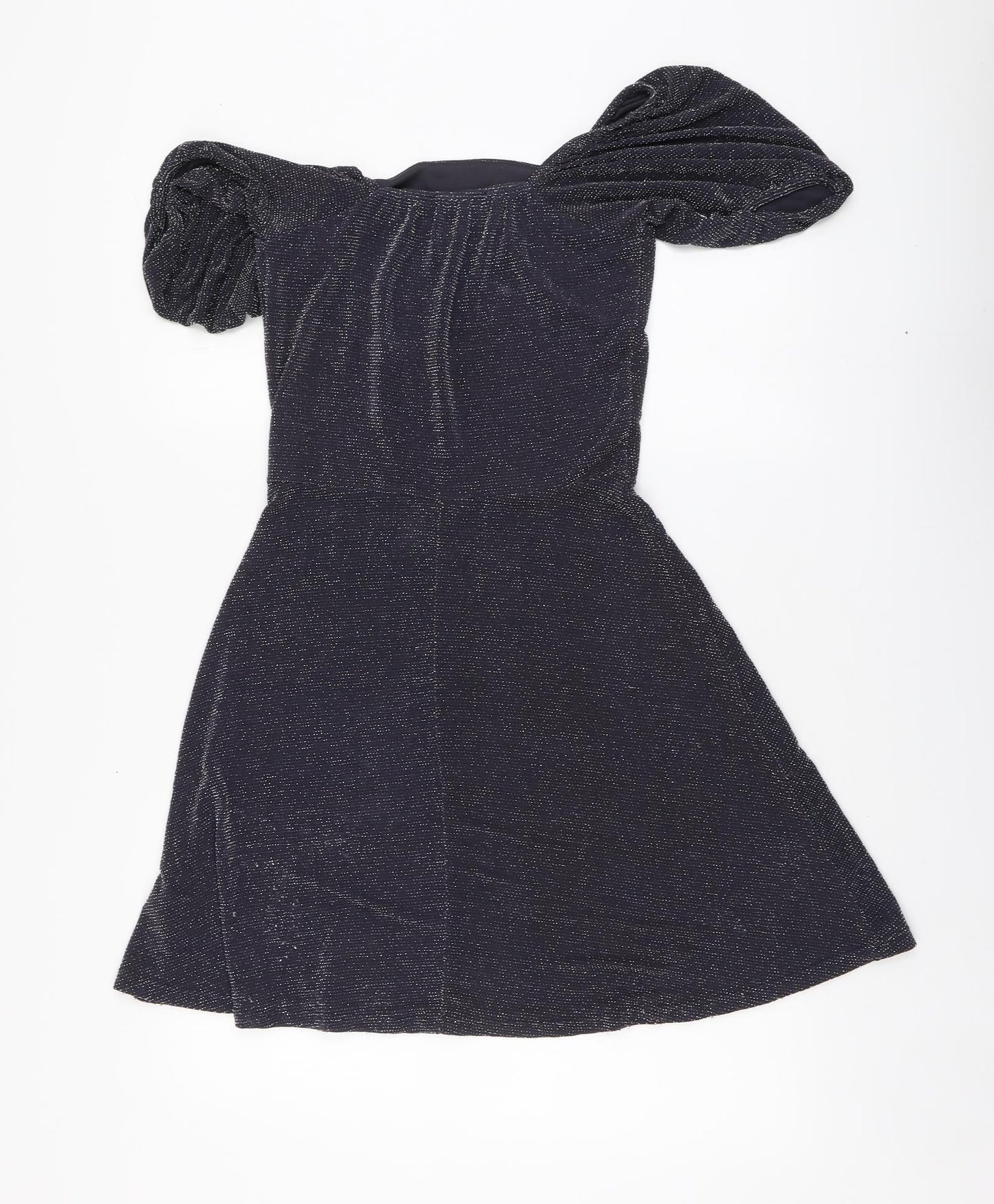 New Look Girls Grey Nylon Skater Dress Size 14-15 Years Round Neck
