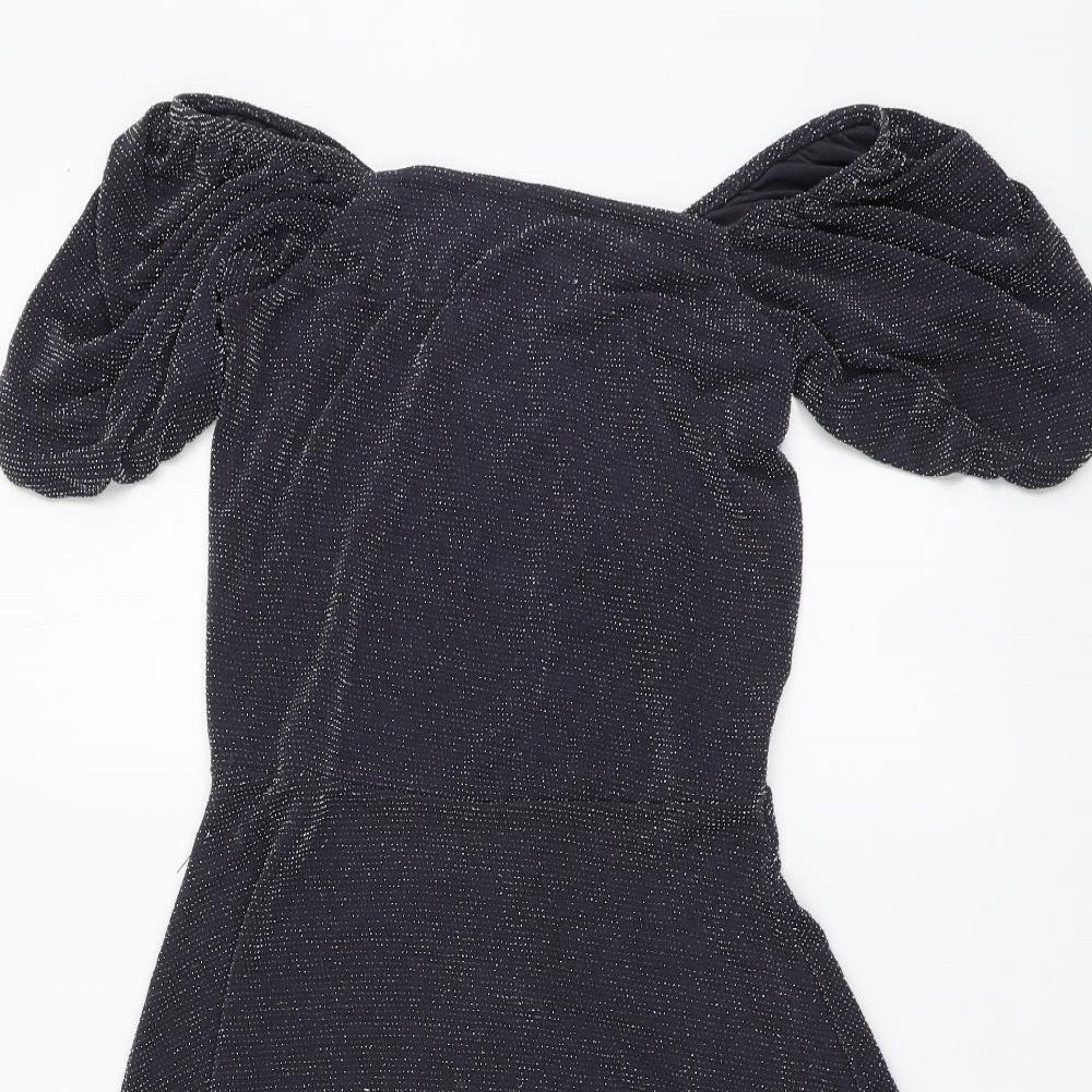 New Look Girls Grey Nylon Skater Dress Size 14-15 Years Round Neck