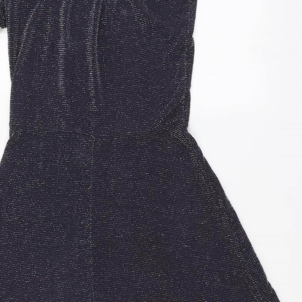 New Look Girls Grey Nylon Skater Dress Size 14-15 Years Round Neck