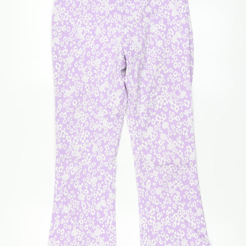 Primak Womens Purple Geometric Viscose Trousers Size 8 L26 in Regular