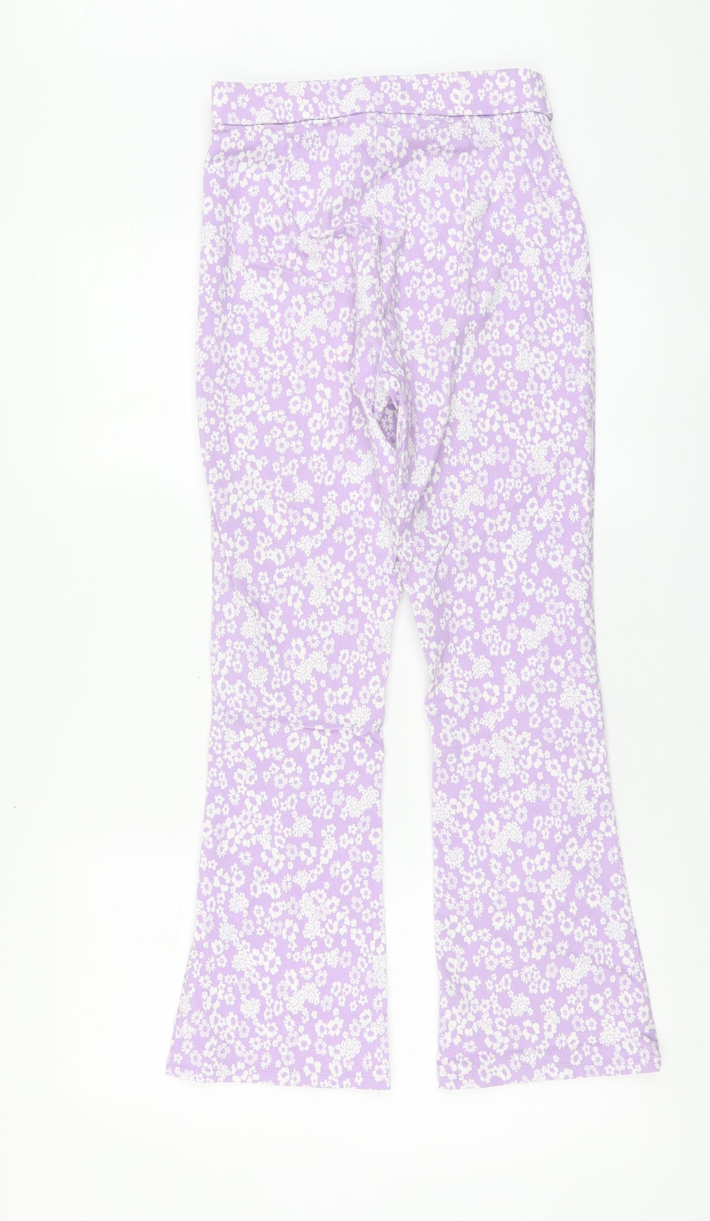 Primak Womens Purple Geometric Viscose Trousers Size 8 L26 in Regular