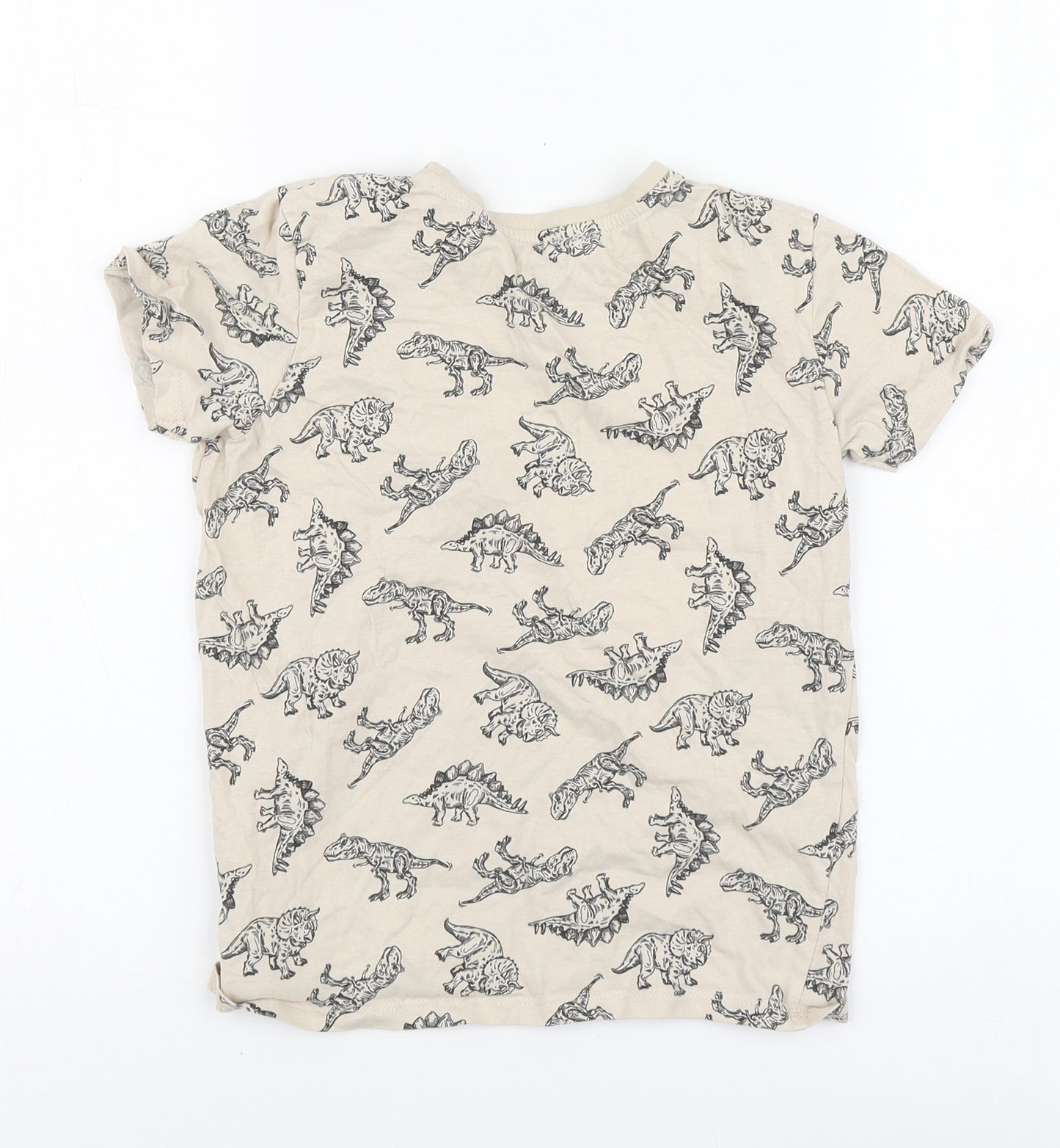 Sinsay Boys Beige Geometric Cotton Basic Polo Size 8-9 Years Round Neck