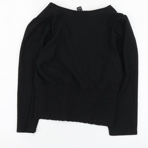 New Look Womens Black Polyester Basic Blouse Size 6 V-Neck