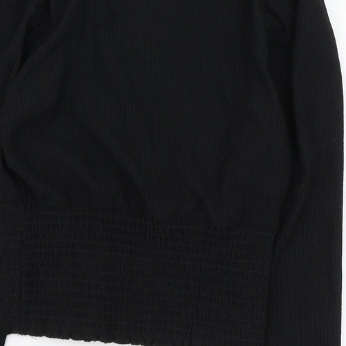 New Look Womens Black Polyester Basic Blouse Size 6 V-Neck