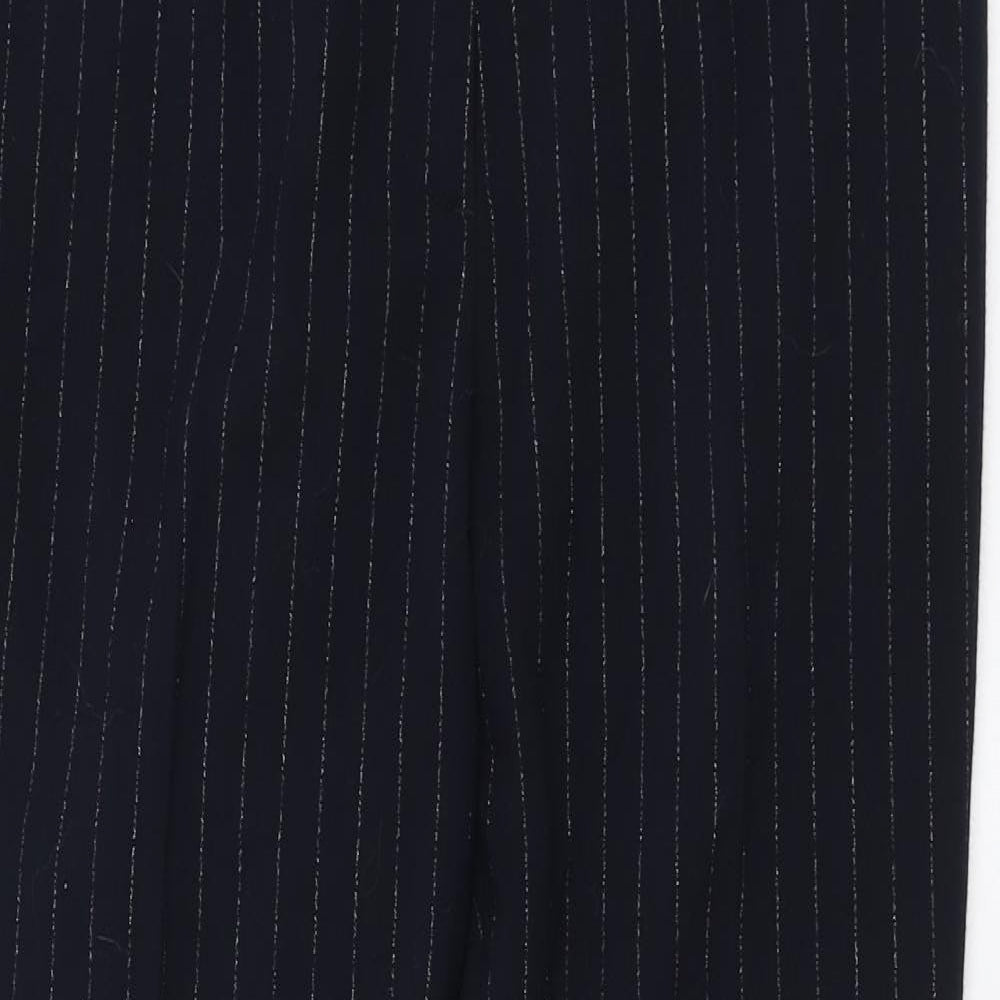 H&M Womens Blue Striped Polyester Chino Trousers Size 12 L28 in Regular