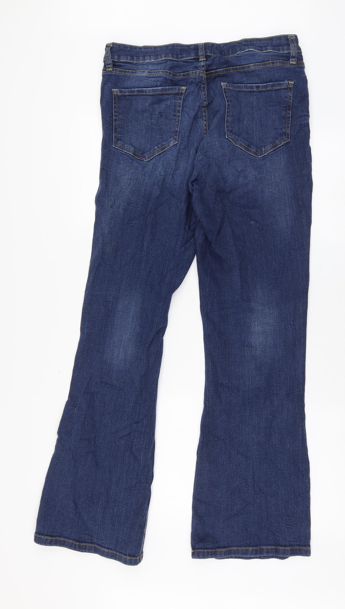 F&F Womens Blue Cotton Bootcut Jeans Size 14 L32 in Regular