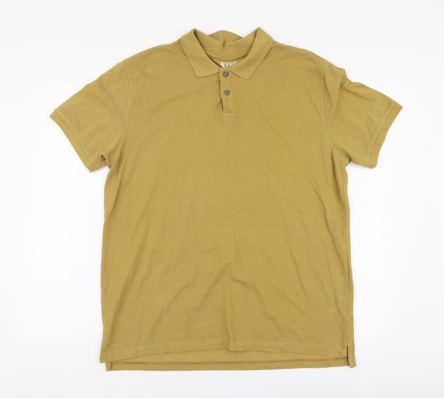 Acw85` Mens Yellow Cotton Polo Size L Collared