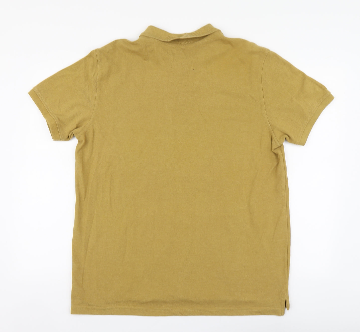 Acw85` Mens Yellow Cotton Polo Size L Collared