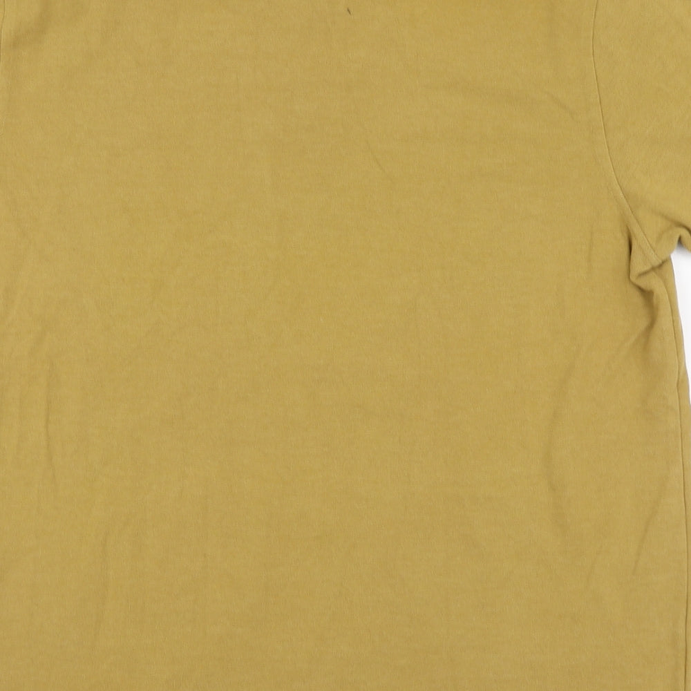Acw85` Mens Yellow Cotton Polo Size L Collared