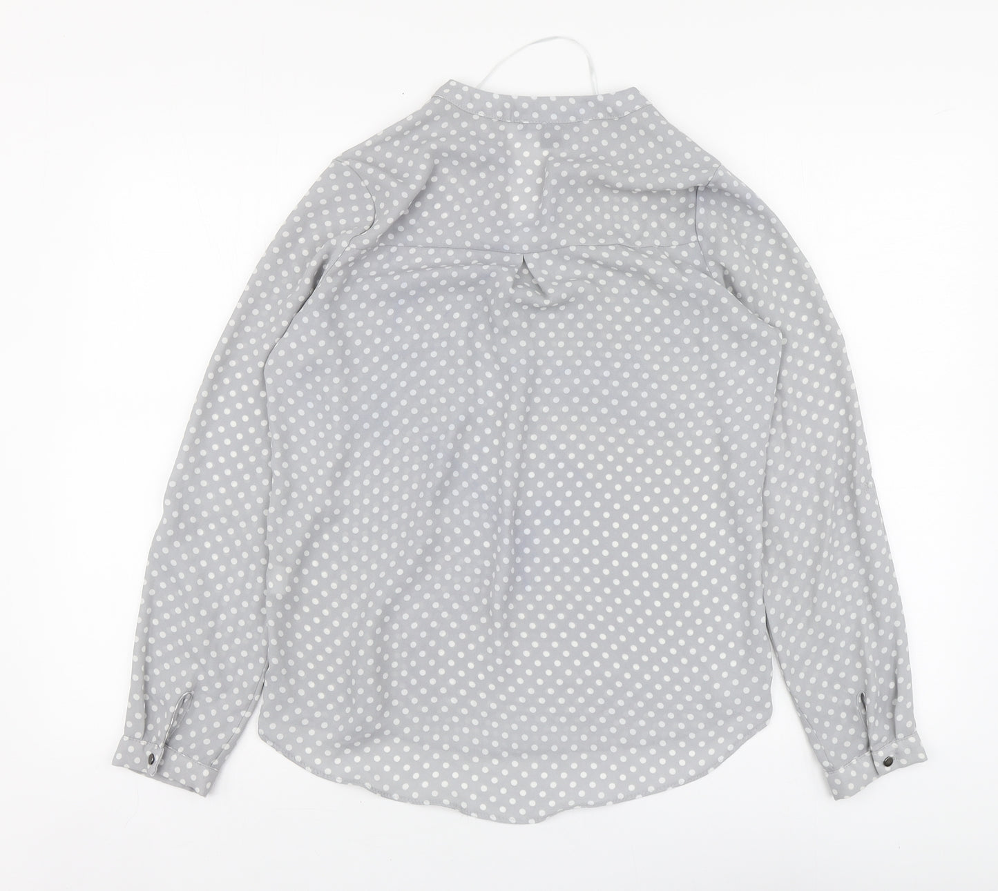 Primark Womens Grey Polka Dot Polyester Basic Blouse Size 8 V-Neck