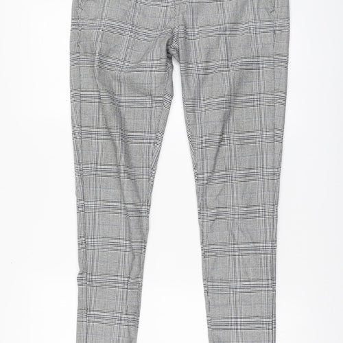 Bee inspired Mens Grey Plaid Polyester Chino Trousers Size 28 L29 in Regular
