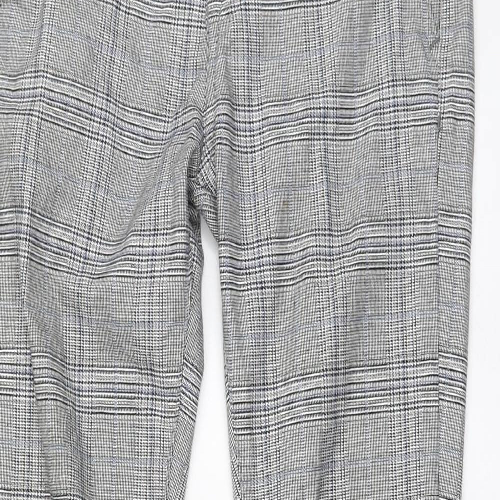 Bee inspired Mens Grey Plaid Polyester Chino Trousers Size 28 L29 in Regular