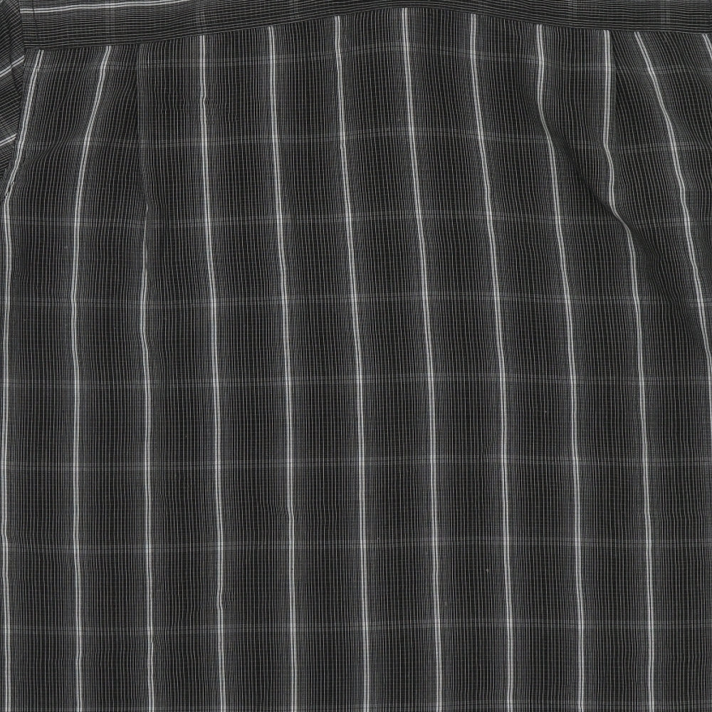 George Mens Black Striped Polyester Button-Up Size XL Collared
