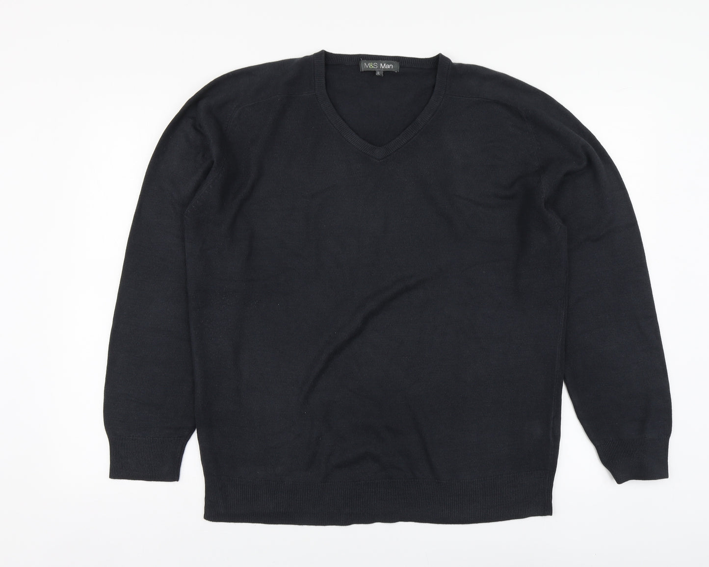 Marks and Spencer Mens Grey V-Neck Acrylic Henley Jumper Size L
