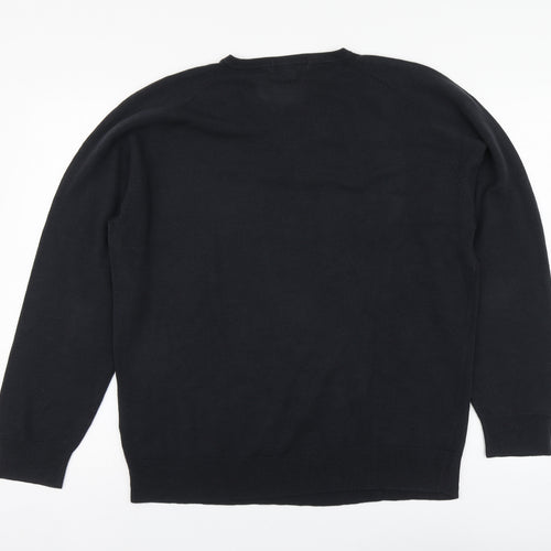 Marks and Spencer Mens Grey V-Neck Acrylic Henley Jumper Size L