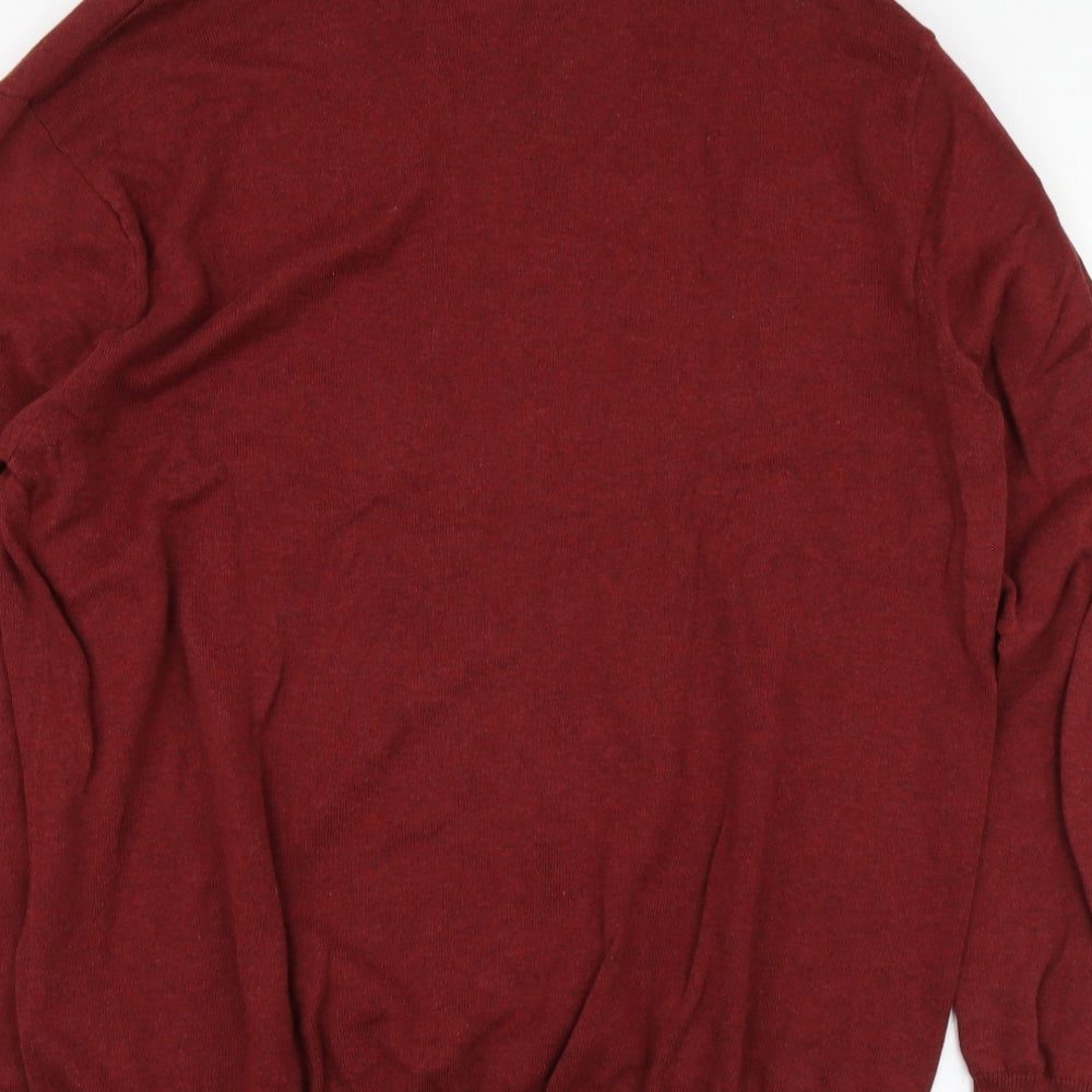 NEXT Mens Red Collared Cotton Pullover Jumper Size XL