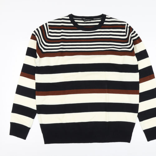 Cedr wood state Mens Multicoloured Round Neck Striped Acrylic Pullover Jumper Size XL