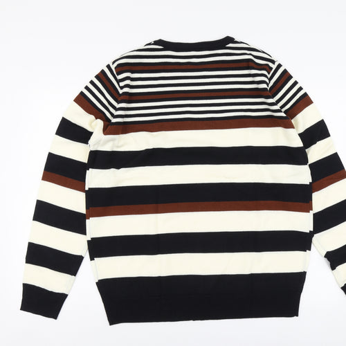 Cedr wood state Mens Multicoloured Round Neck Striped Acrylic Pullover Jumper Size XL