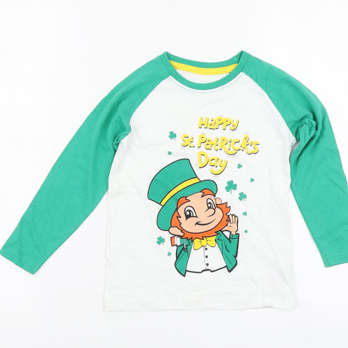 Dunnes Stores Boys White Cotton Basic T-Shirt Size 3-4 Years Round Neck