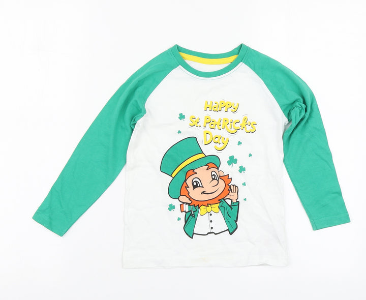 Dunnes Stores Boys White Cotton Basic T-Shirt Size 3-4 Years Round Neck